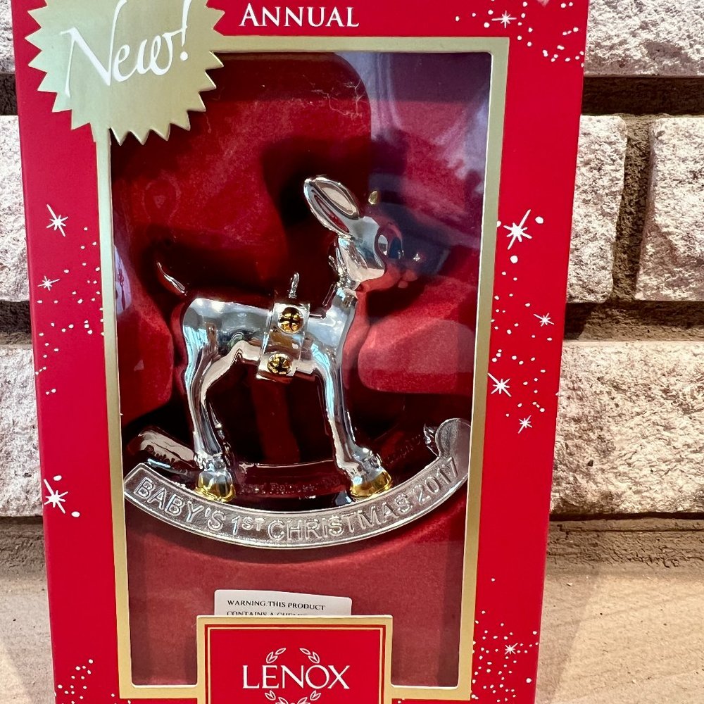 LENOX 2017 Baby's First Christmas SIlver Rudolph Ornament NIB